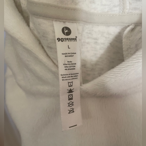90 Degrees by Reflex NWOT Super Soft Hoodie Size Large Winter White Fleece - Picture 5 of 5